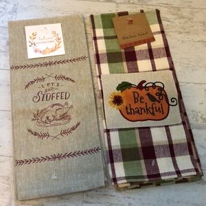 Fall Autumn Harvest Thanksgiving 100% Cotton Kitchen Tea Towel Gift Set